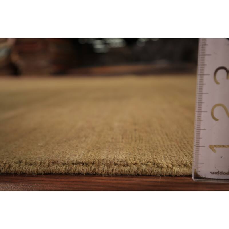 Modern Gabbeh Oriental Area Rug Hand-Knotted Green Wool Carpet - 7'5" x 9'9"