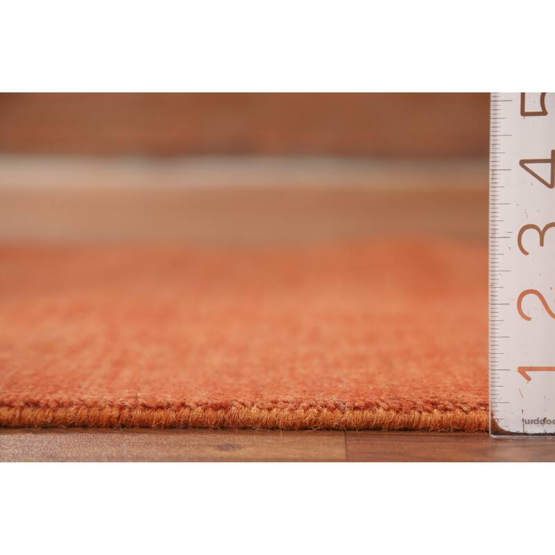 Orange Gabbeh Modern Foyer Rug Oriental Hand-Knotted Wool Carpet - 2'10"x 4'1"