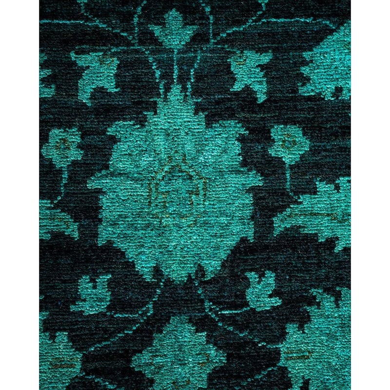 Overton Hand Knotted Wool Vintage Inspired Modern Contemporary Overdyed Black Runner Rug - 2' 8" x 19' 7"