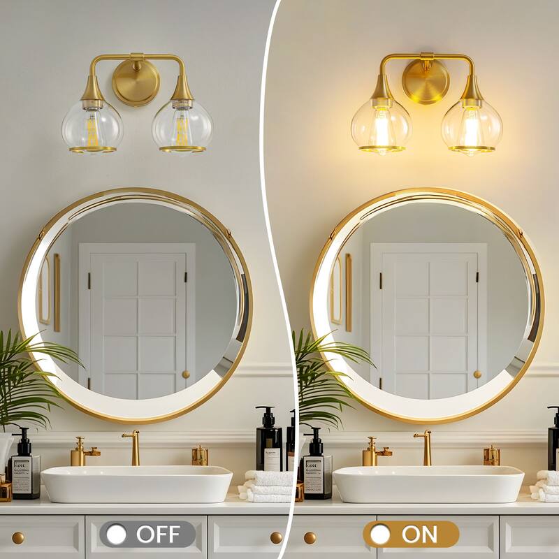 Modern Vanity Lights Dimmable Bathroom Light Fixtures with Glass Shade