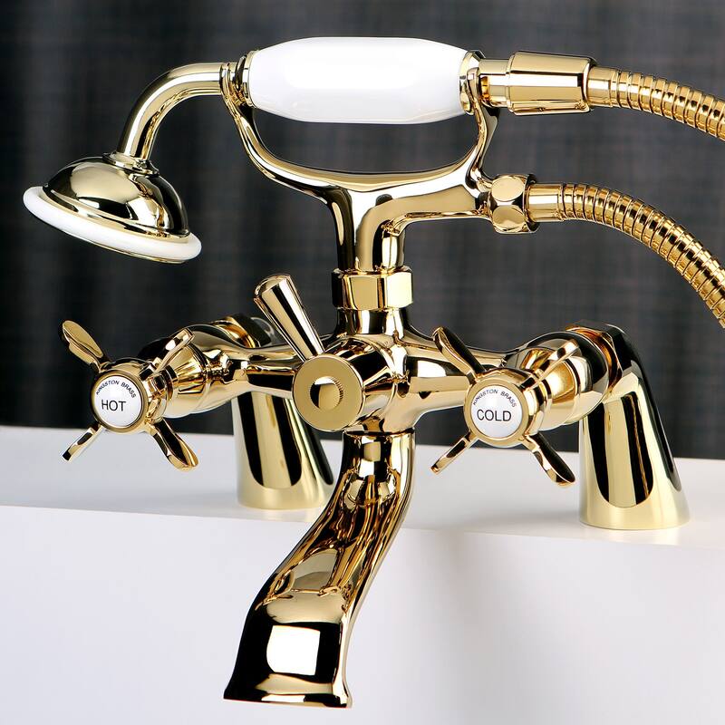 Kingston Brass Essex 6-inch Centers Deck Mount Faucet/ Hand Shower for Clawfoot Tub