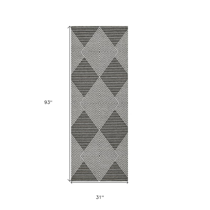 Altomi Stylish Geometric Weather Resistant Timeless Grace Outdoor Rug - 3' X 8'