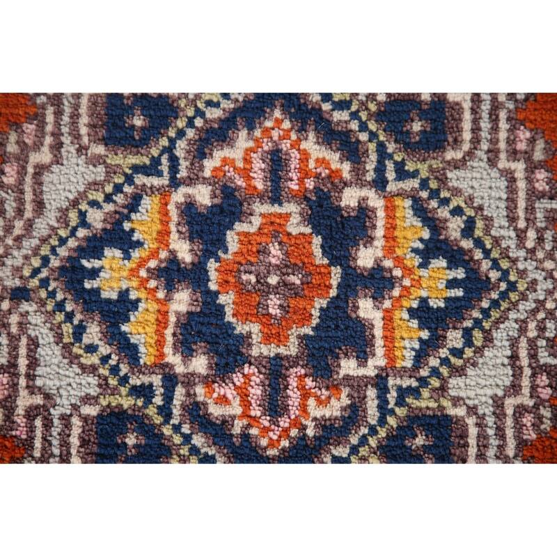 Orange Geometric Heriz Serapi Oriental Accent Rug Handmade Wool Carpet - 2'11"x 4'11"