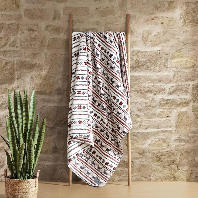 Eddie Bauer Printed Reversible Ultra Soft Plush Throw Blanket