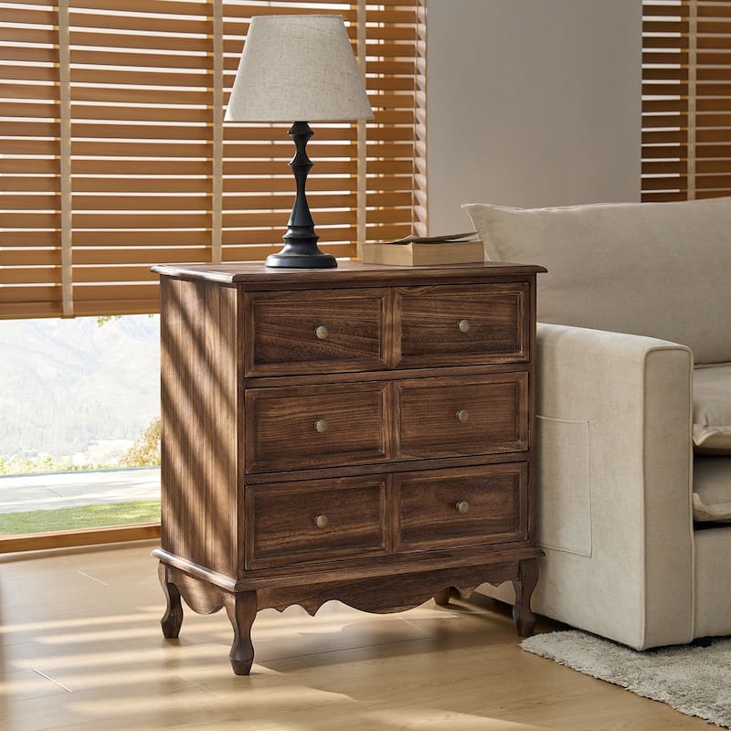 Pallantium Farmhouse 30"Tall Distressed 3-Drawer Nightstand With Solid Wood Legs and Adjustable Feet by HULALA HOME