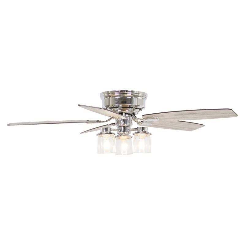 52" Classic 5-Blade Glass Low Profile Ceiling Fan Chandelier with Remote