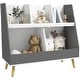 preview thumbnail 1 of 7, Kids Bookcase Toy Shelf,2 Tier Toddlers Toy Storage Shelf with 5 Compartments,Anti-tip Device,Pine Wood Legs Grey