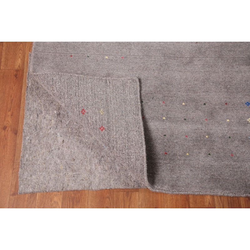 Tribal Gray Gabbeh Area Rug Hand-Knotted Wool Carpet - 9'4" x 12'1"