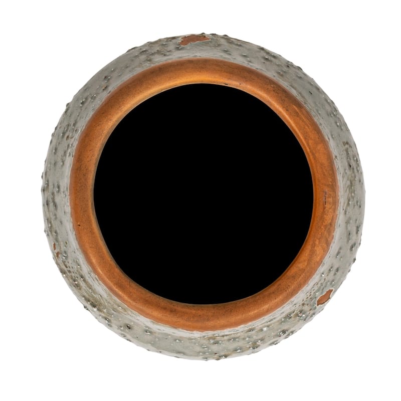 Round Terra-cotta Hobnail Planter Vase with Heavily Distressed Finish