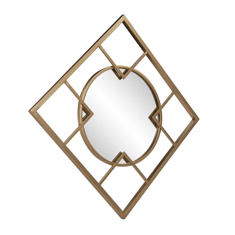 Allan Andrews Metal Framed Circular & Square Gold Wall Mirror - 20"H x 20"W