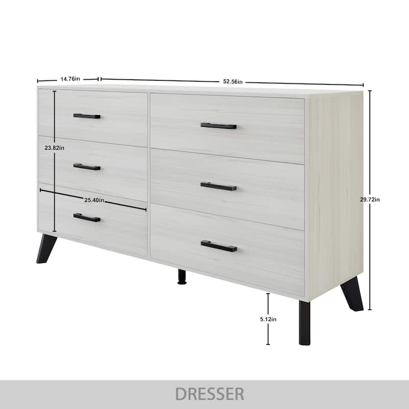 CraftPorch Classic Style 6-Drawers Wooden Dresser