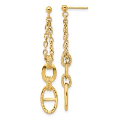 Curata 14k Yellow Gold Polished and Textured Guardian Angel Post Earrings - 50.55x8.59mm