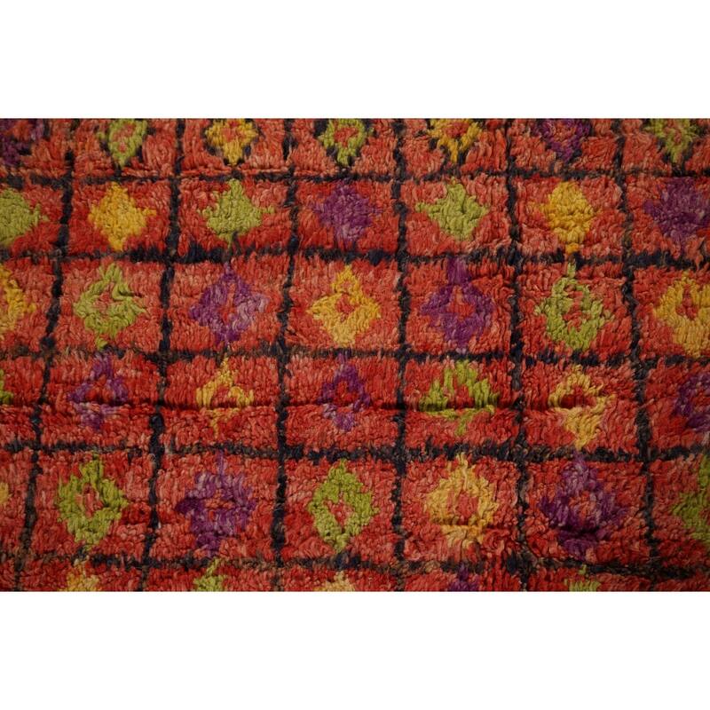 Orange Moroccan Oriental Area Rug Hand-Knotted Wool Carpet - 6'9" x 10'2"