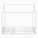 preview thumbnail 27 of 26, Cabin Style Twin Size House Platform Bed,Sturdy Metal Bed with Roof,Metal Fence Around Bed with Door