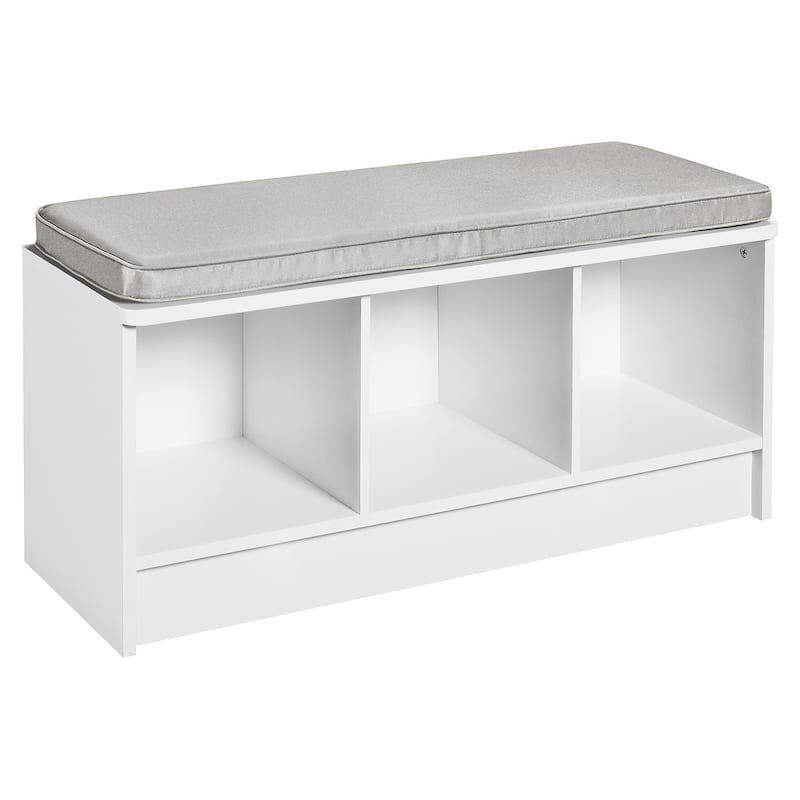 Porch & Den Southbrook 3-cube Storage Bench w/ Grey Cushion - White