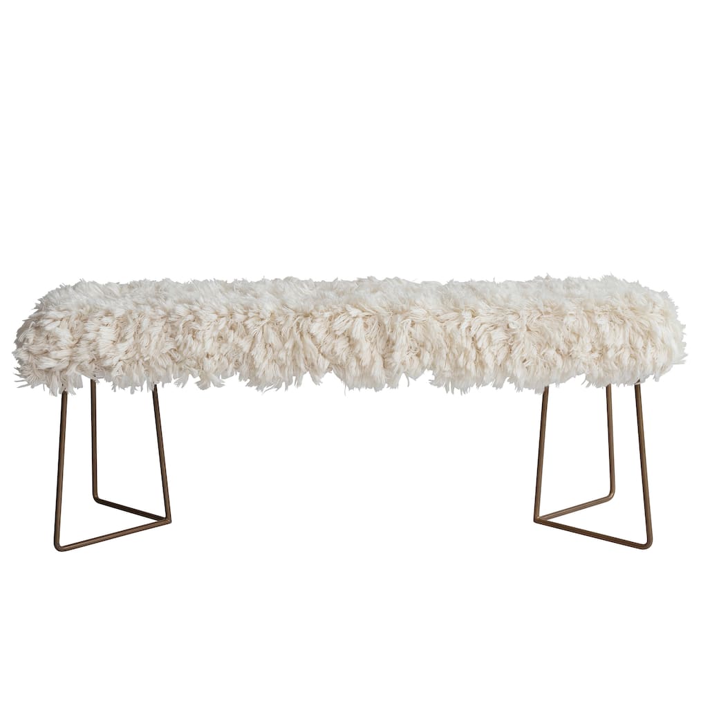 Metal Entryway Bench with Wool Upholstered Seat - 48.0"L x 16.0"W x 19.0"H