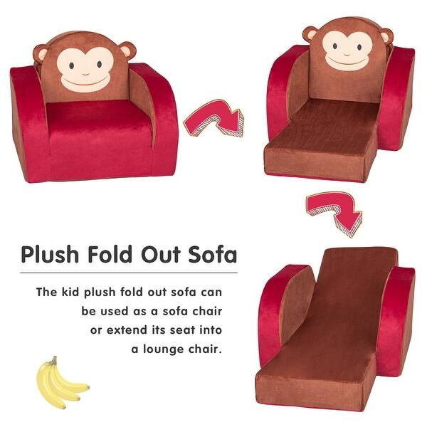 Kinbor Kids Sofa Children Couch Plush Armrest Chair 3 In 1 Fold Out Chair Bed For Nursery Toddler Lounge Bed Reliner Monkey On Sale Overstock 31491365