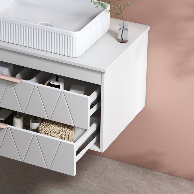 31.5" Modern Single Bathroom Vanity with Ceramic Vessel Sink and Wide Storage Cabinet