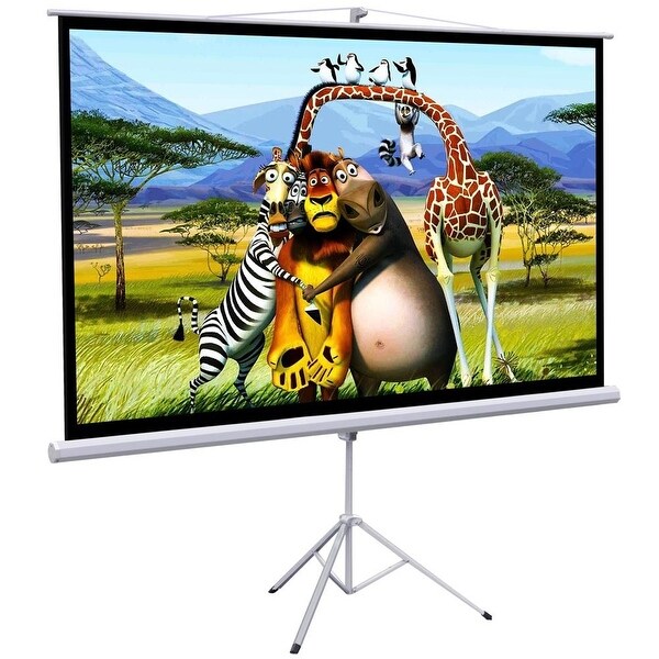 Onebigoutlet 100" Tripod Portable Projector Projection HD Screen Foldable Stand, 87"x49", 16:9