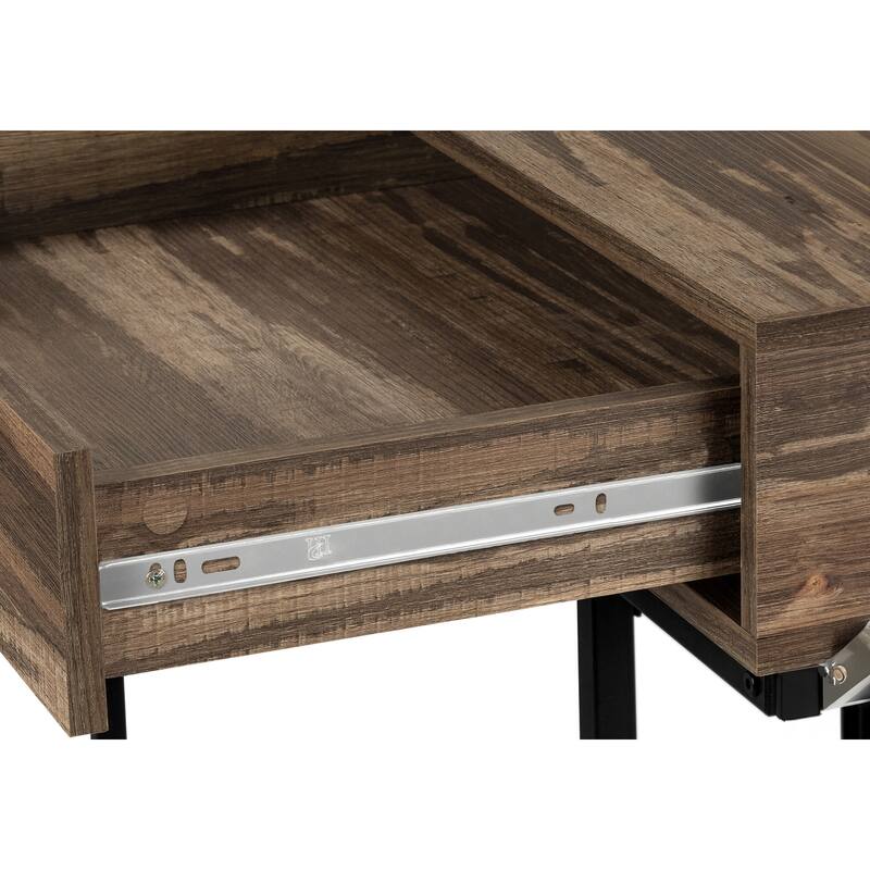Computer Desk, Home Office, Laptop, Storage Drawers, 48"l, Work, Brown Laminate, Black Metal, Contemporary, Modern