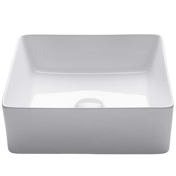 Viva 15-5/8 in. Square Porcelain Ceramic Vessel Sink in White Viva 15-5/8 in. Square Porcelain Ceramic Vessel Sink in White