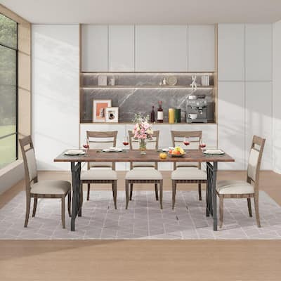 71 Inch Large Rectangular Dining Table for 4-6 People, Industrial Kitchen Table