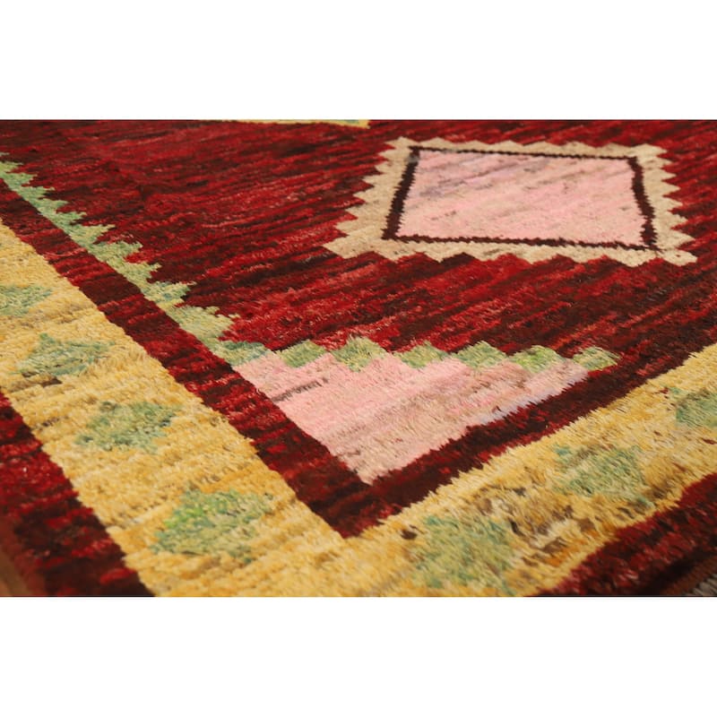 Geometric Red Moroccan Oriental Area Rug Handmade Wool Carpet - 6'9" x 9'9" - Red - 6'9" x 9'9"