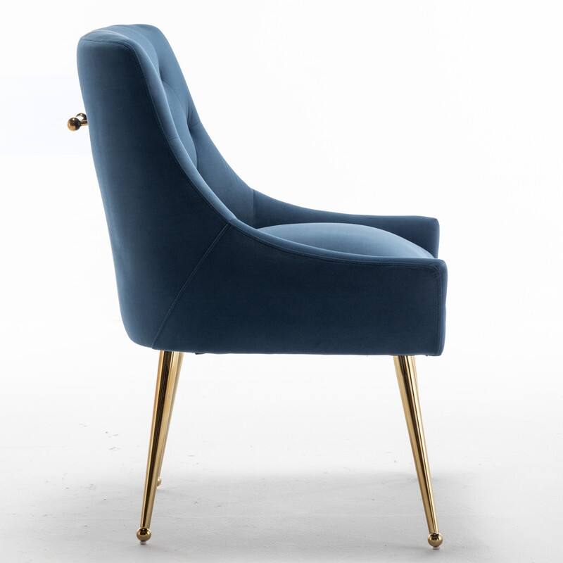 SEYNAR Modern Velvet Dining Chairs Set of 4, Upholstered Accent Chair Tufted Back Armless Chair with Back Pull