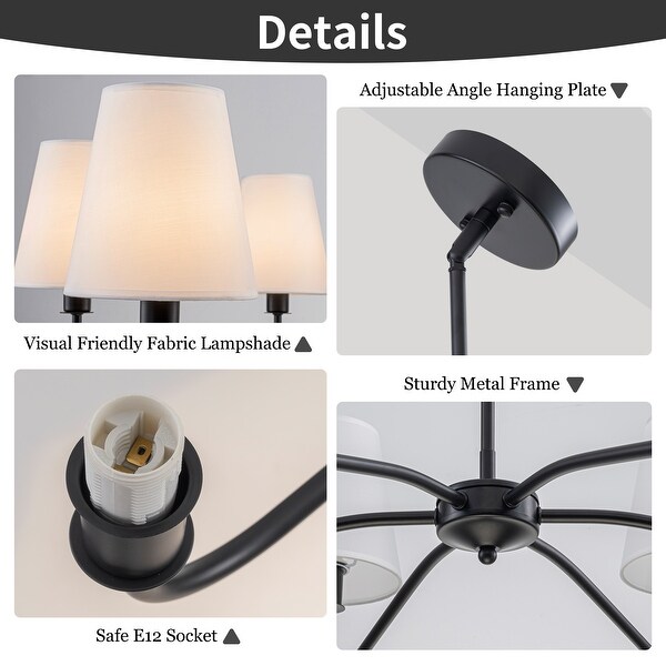Starsky 6-Light Modern Classic Chandelier with White Linen Shades