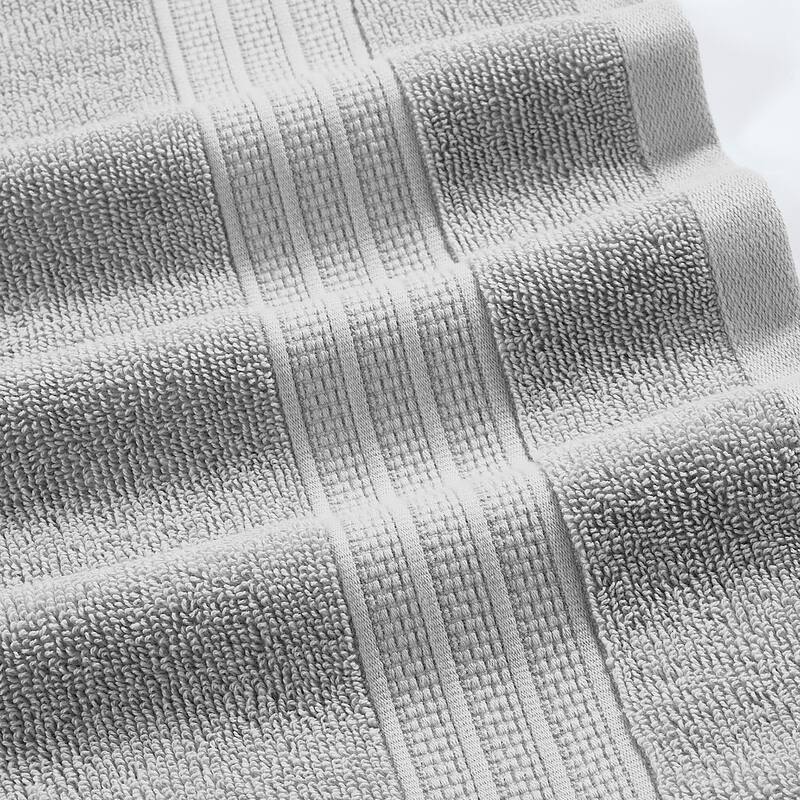 Modern Threads 6-Piece Jacquard Border Towel Set Allie - 100% Cotton, Bath, Hand & Washcloths - Elegant Floral Border