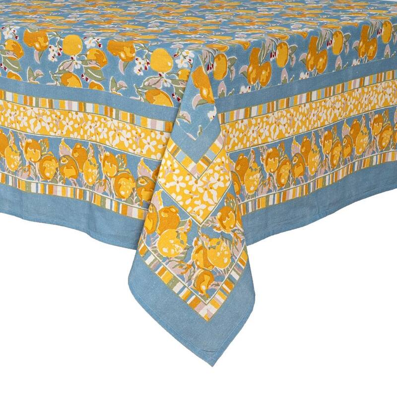 Couleur Nature Citron Tablecloth - Blue - 59" x 59"