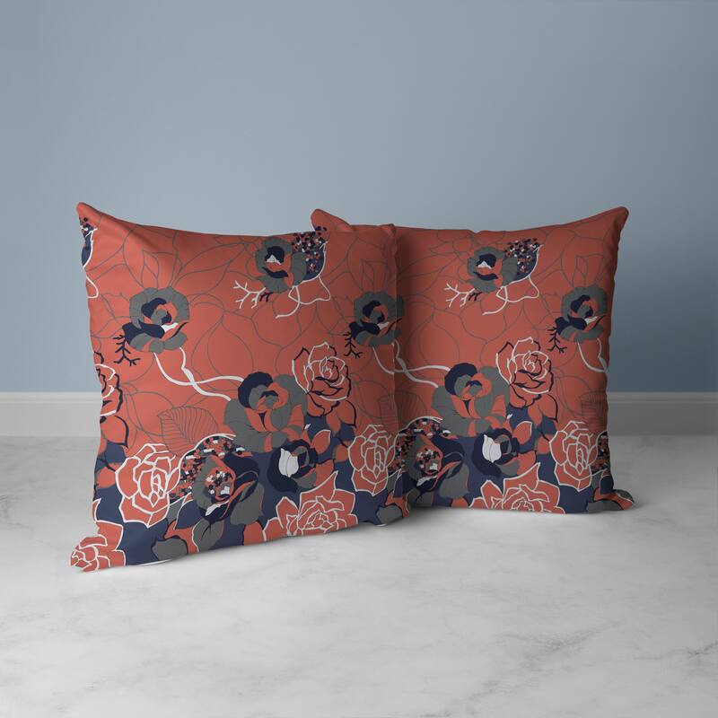 Regal Rose Retreat Faux Suede Reversible Throw Pillow Desaturated and Red