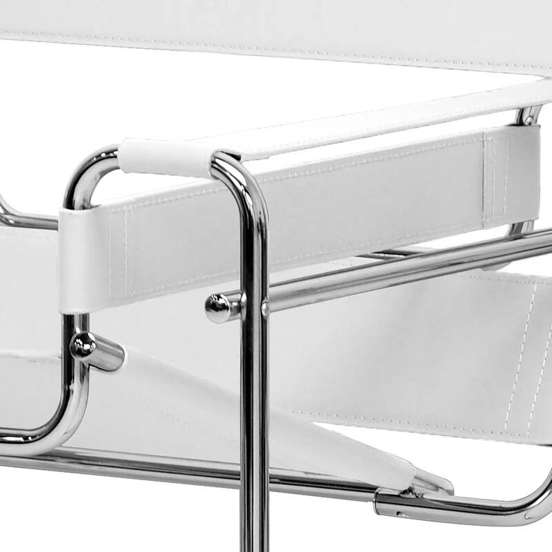 Momei Mid-Century Modern Saddle Leather Accent Chair with Stainless Steel Chair Leg