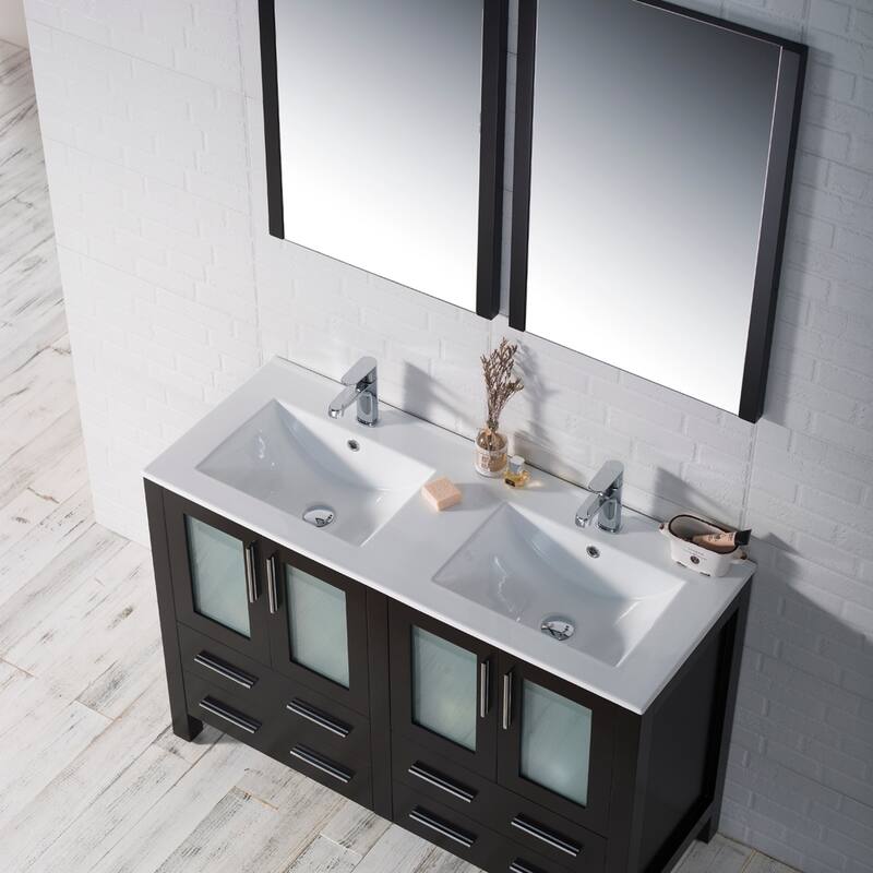 Blossom Solid Wood Double Bathroom Vanity w/ Ceramic Sink & Base