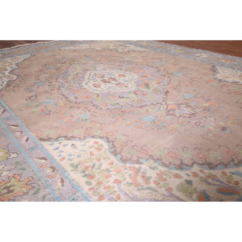 Tabriz Persian Vintage Area Rug Hand-Knotted Wool Carpet - 6'10"x 9'1"