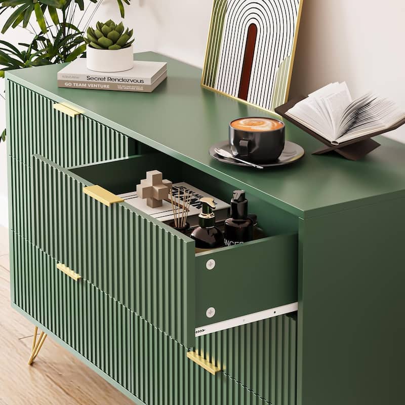 FURNIWAY Fluted Drawer Dresser for Bedroom