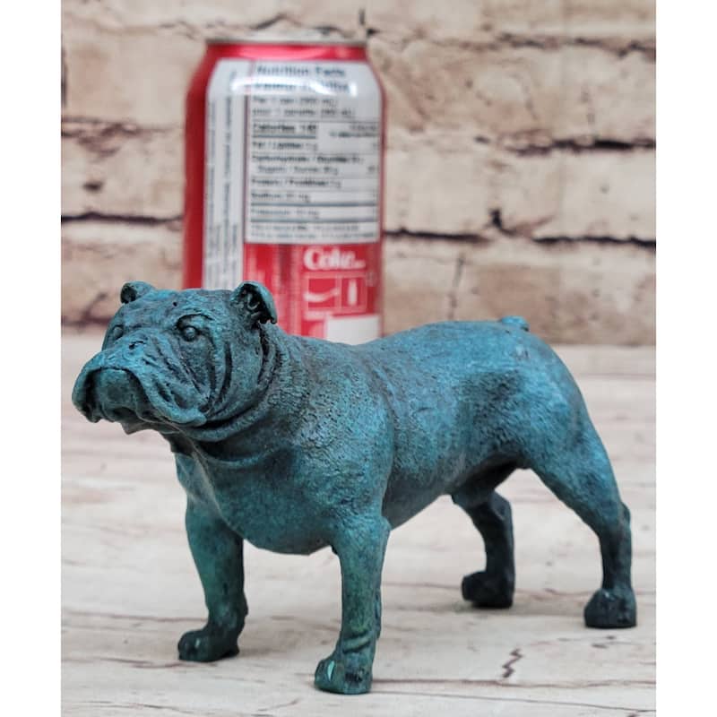 English Bulldog Bronze Metal Figurine Sculpture Original Art Collectible Blue Patina