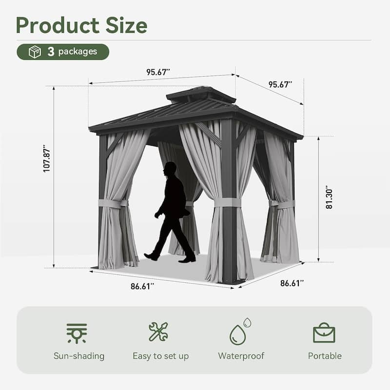 Hardtop Gazebo with Double Galvanized Steel Roof