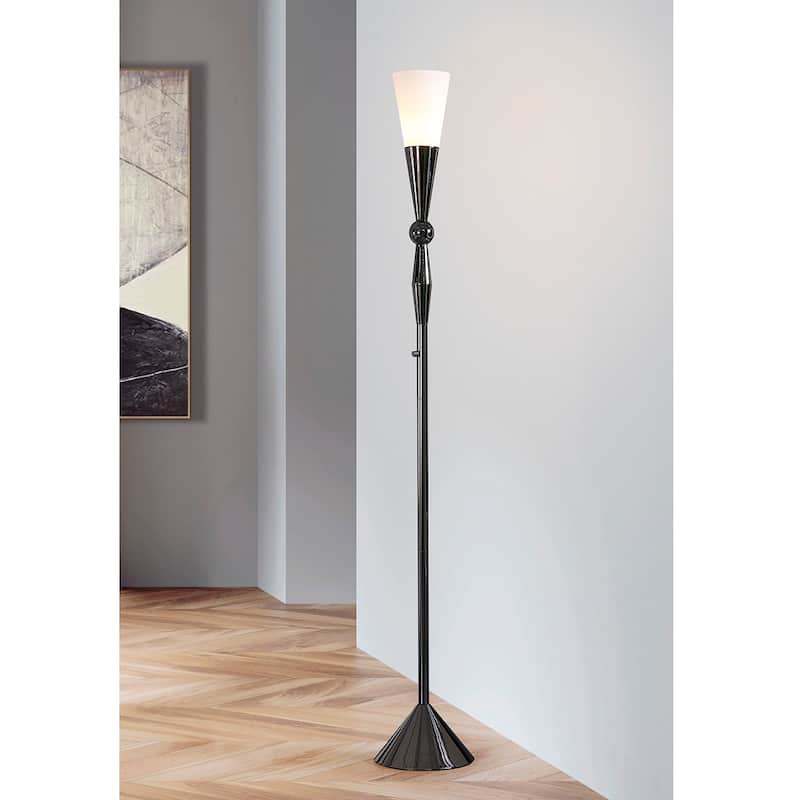 DIONE 72"H Metal Torchiere Floor lamp, LED Dimmable, Bulb Included - Black Chrome