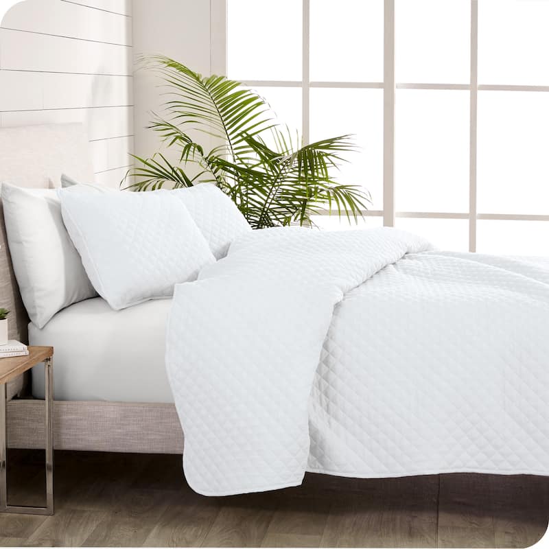 Bare Home Diamond Stitched Lightweight Microfiber Coverlet Set