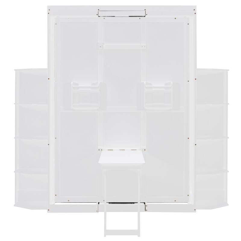 360° Rotating Queen Murphy Wall Bed with Hidden Cabinet, Fold-Down Desk & Dual 3-Tier Bookcase Towers by Harper&Bright Designs