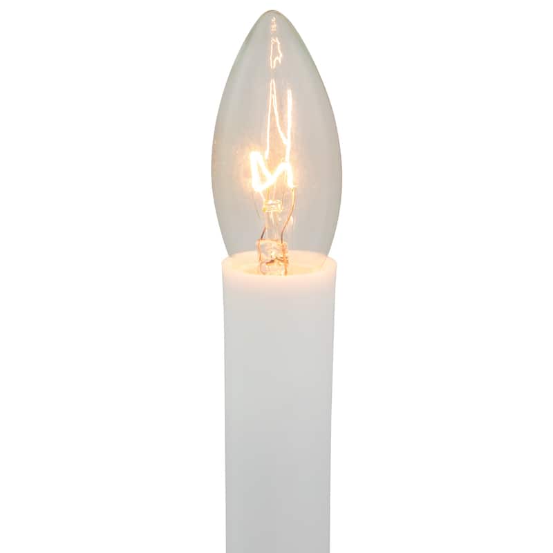 Single Light Window Candle with Timer - 9" - White