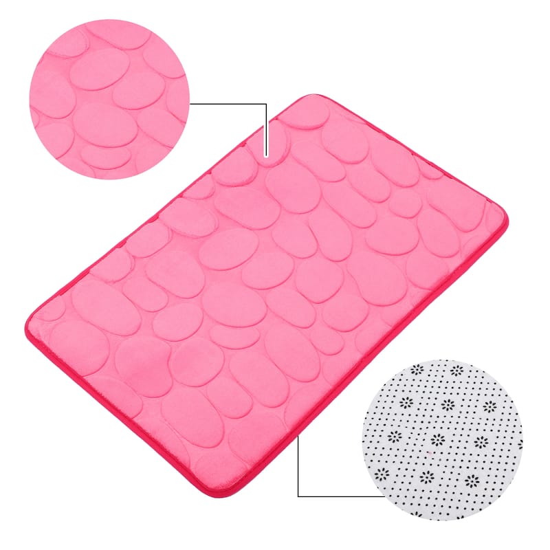 Non-Slip Bathroom Rugs, Polyester Bath Mat, Machine Washable Rose Red Cobblestone Pattern 23.62"x15.75"