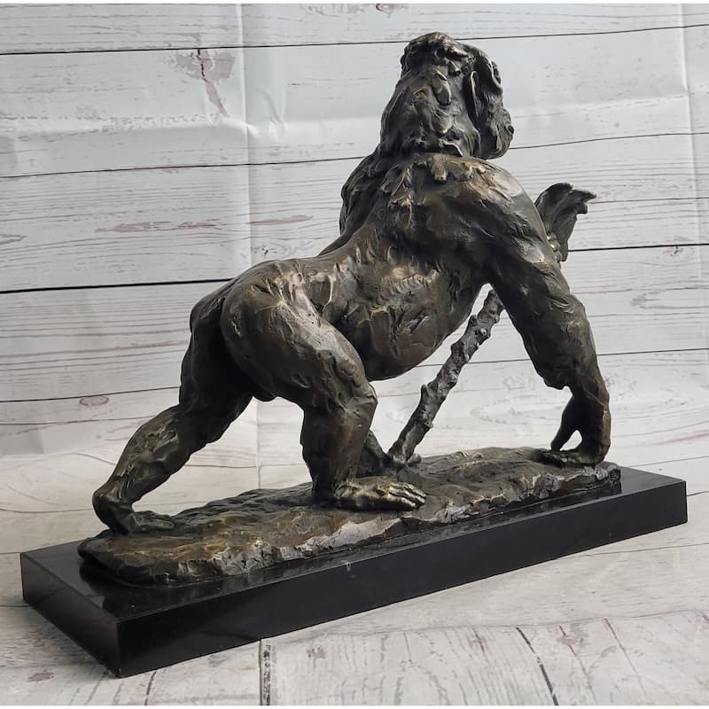 Imitative Gorilla Great Ape Bronze Metal Statue Sculpture Figure Decor Signed On Marble Base