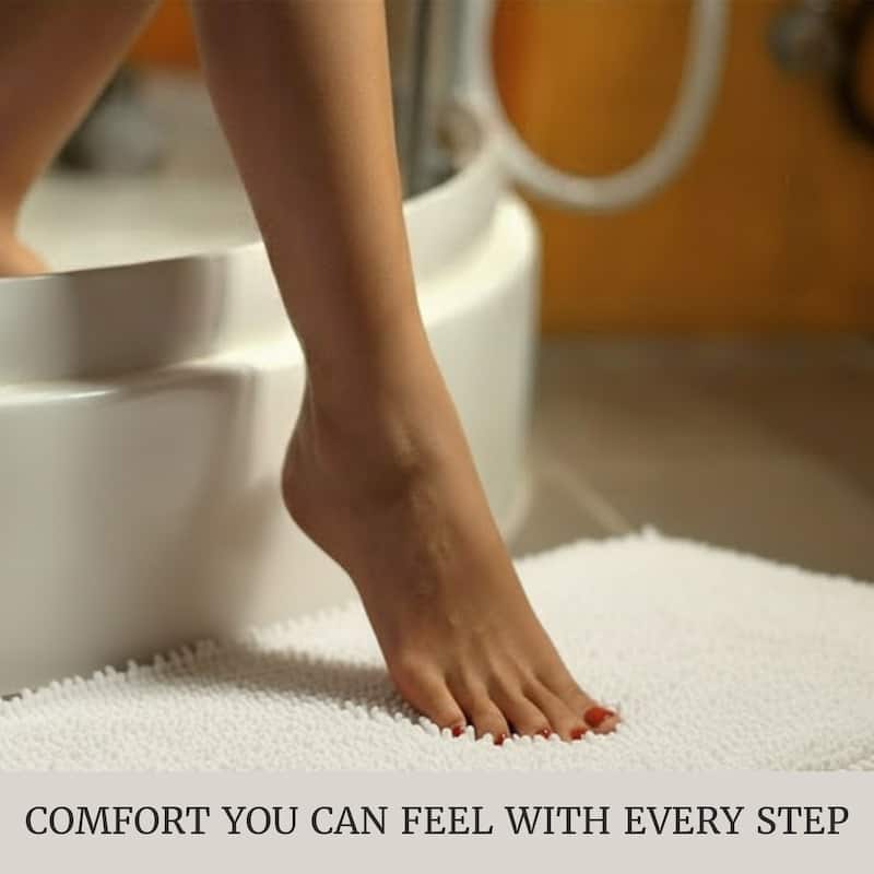 Bathroom Rugs - 2-Piece Memory Foam Bathroom Set with Chenille Shag Top and Non-Slip Base by Windsor Home