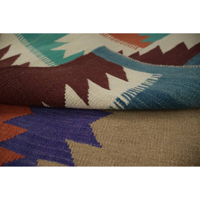 Hand Woven Oriental 100% Wool Carpet Southwestern Tribal Multi-Colored Kilim Area Rug - 10' 0'' X 8' 8''