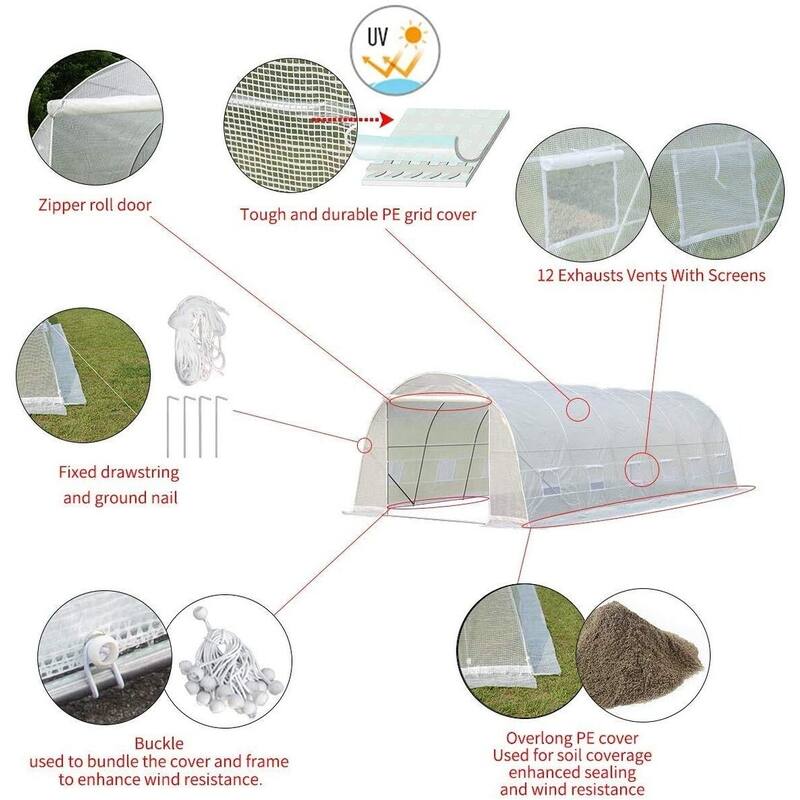 EROMMY Large Gardening Tent with Durable Greenhouse Plastic Sheeting, Ideal Choice for Farms and Agriculture