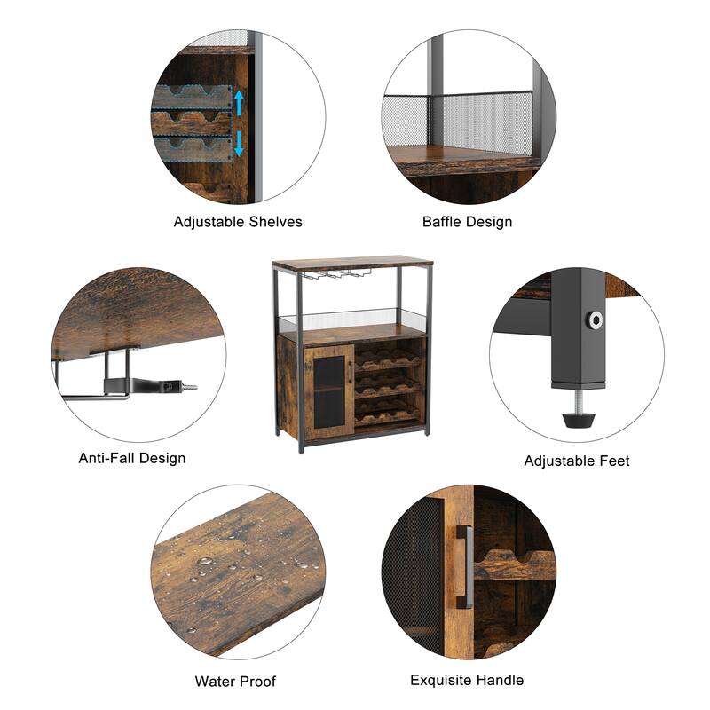 Wine Bar Cabinet with Storage,Small Liquor Cabinet,Bar Cabinet with Glass Holder