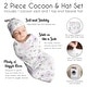 preview thumbnail 6 of 4, Watercolor Floral Collection Girl Baby Cocoon and Beanie Hat Sleep Sack - 2pc Set - Purple Pink Grey Boho Shabby Chic Flower