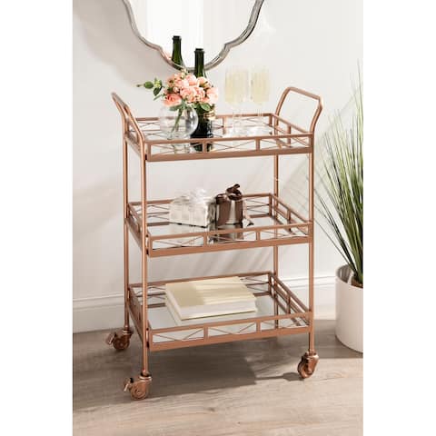 Kate and Laurel Ketia Metal and Glass 3-tiered Tray Bar Cart